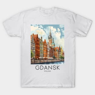 A Pop Art Travel Print of Gdansk - Poland T-Shirt